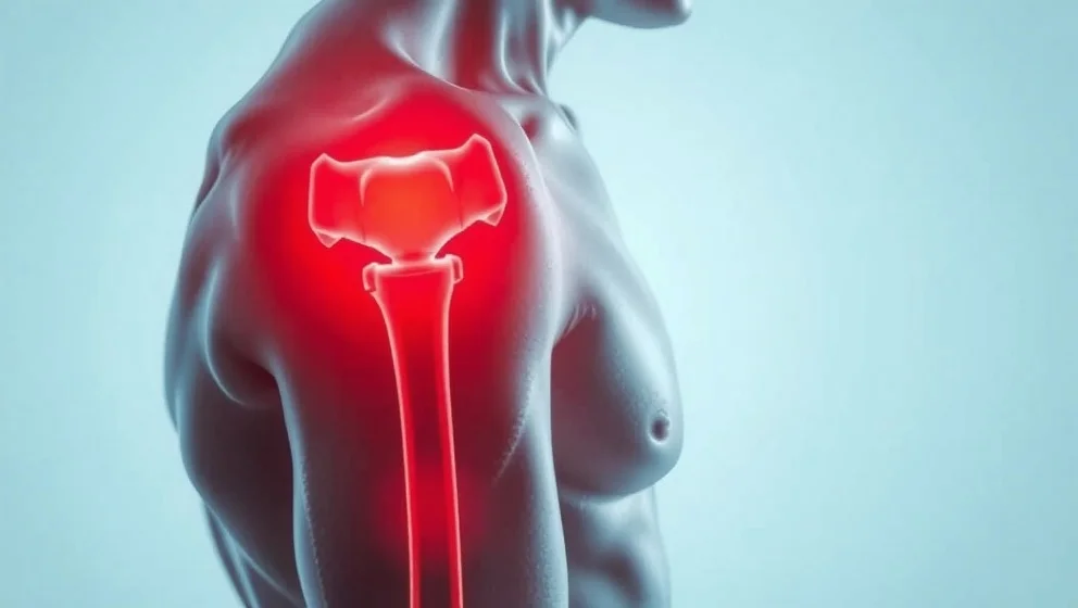 Ont i vänster axel som strålar ut i armen